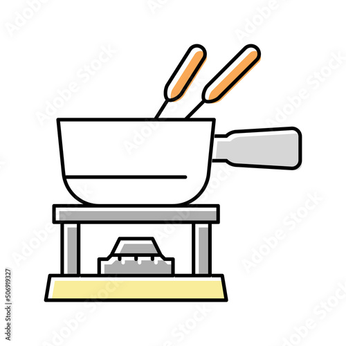 ceramic fondue maker color icon vector illustration