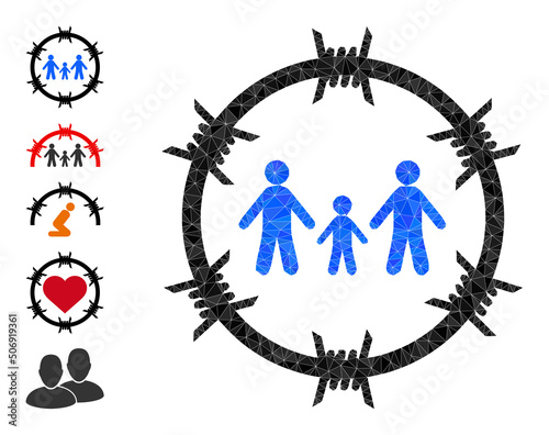 Vector low-poly family arrest icon illustration is combined of scattered filled triangle items. Triangle family arrest polygonal icon vector illustration.