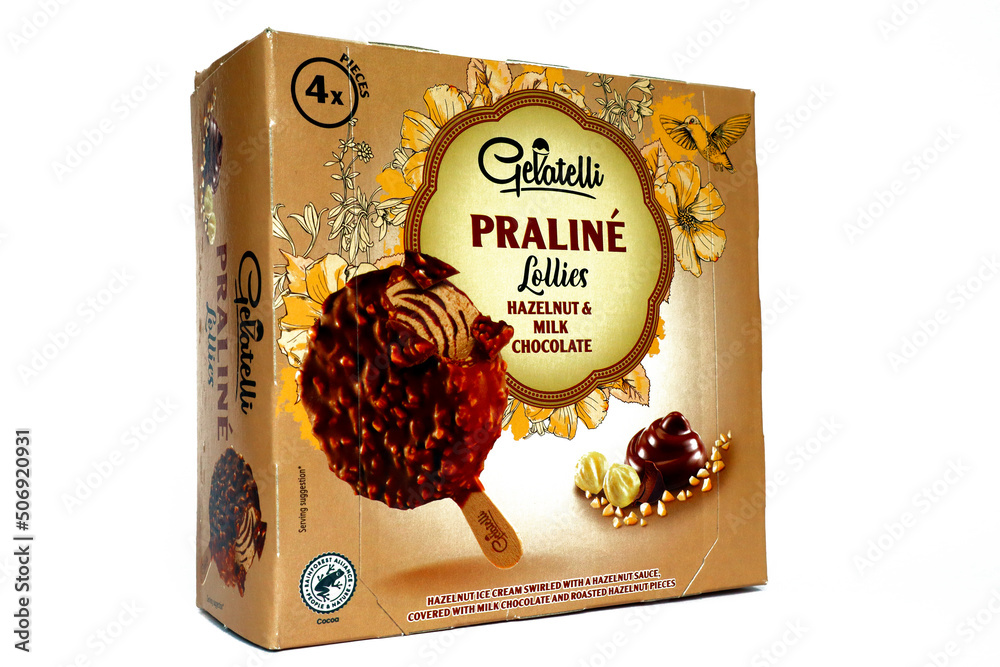 Italy May 25, 2022 GELATELLI Praliné Ice Cream with Hazelnut and