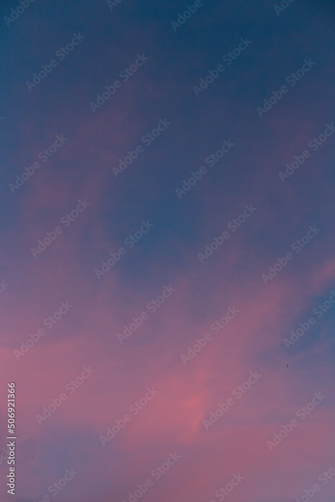 Amazing colored pink and blue sky. Beautiful colorful nature wallpaper