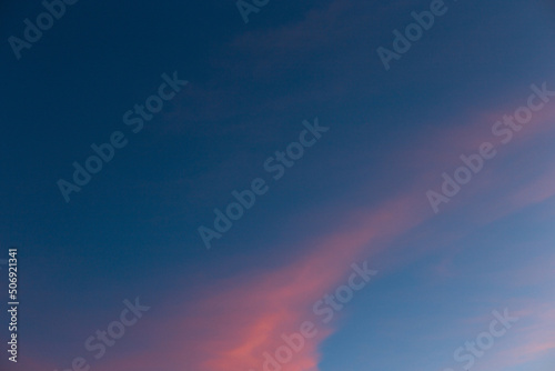 Beautiful sunset sky with blue and pink color