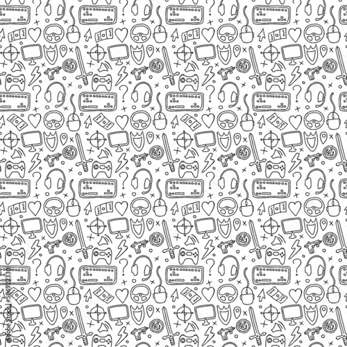 seamless pattern with gaming icons. gaming vector icons