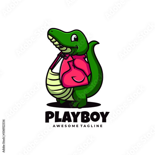 Vector Logo Illustration Play Boy Mascot Cartoon Style.