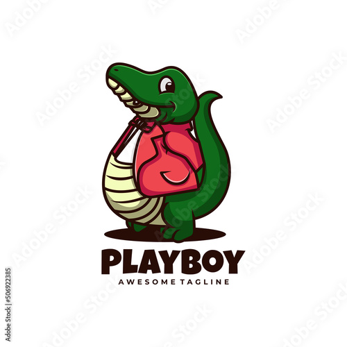 Vector Logo Illustration Play Boy Mascot Cartoon Style.