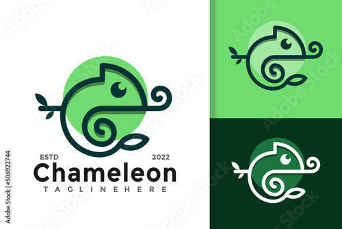 Chameleon Logo Design Vector Template