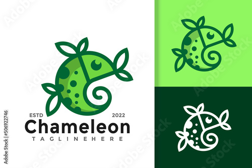 Chameleon Gecko Logo Design Vector Template
