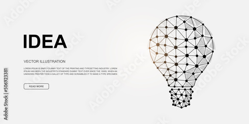 Light bulb 3d low poly symbol for landing page template. Idea design illustration. Polygonal Innovation illustration for homepage design, adv page.