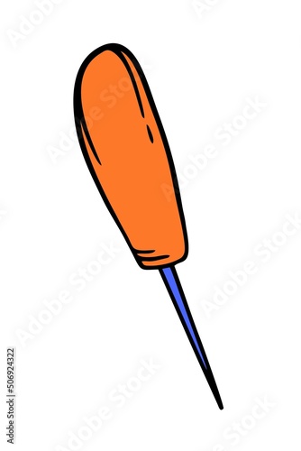 Awl doodle Hand made needlework Vector illustration on white background