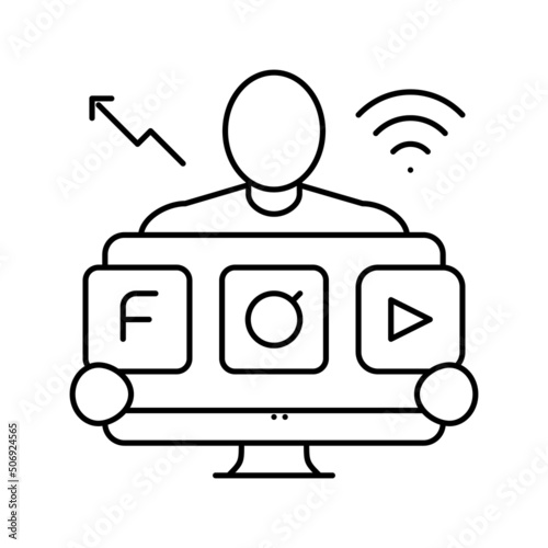 social media manager line icon vector illustration