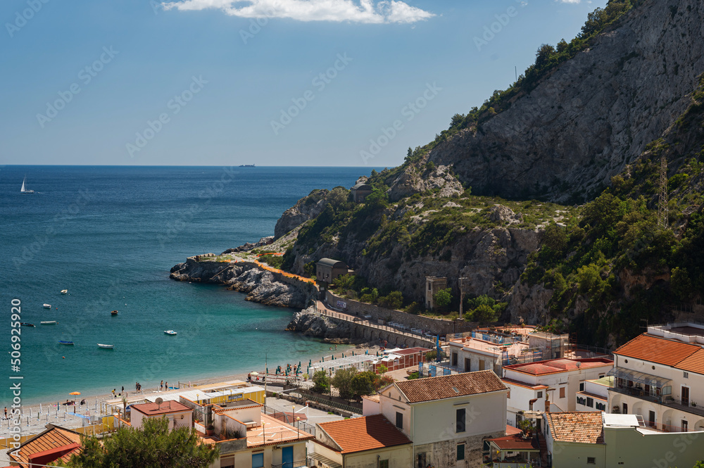 Sea view of the city of Erce, province of Salerno, Campania. Southern Italy.