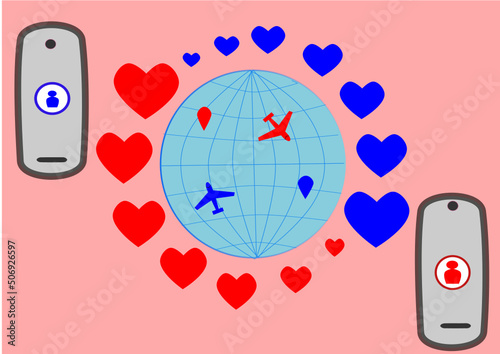 vector symbolising long distance relatioship