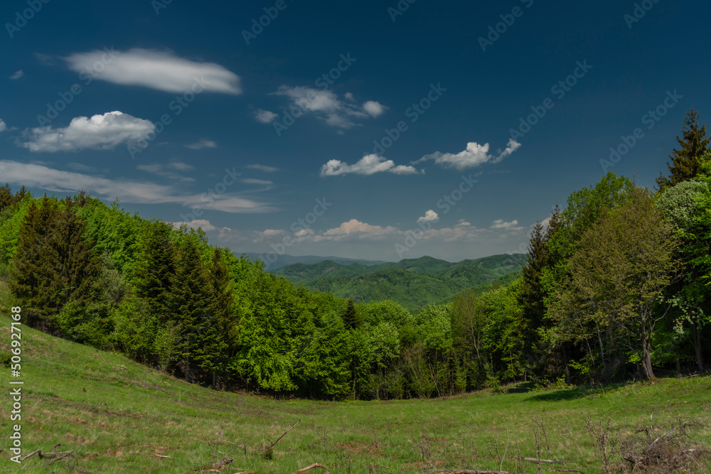 Landscape near Banska Stiavnica town in sping fresh color morning