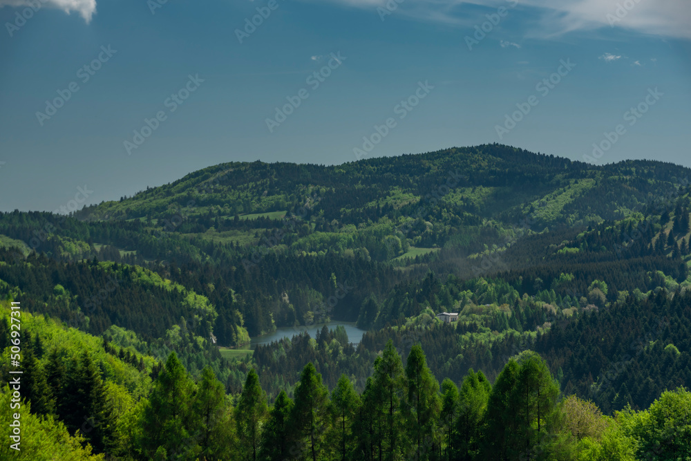 Landscape near Banska Stiavnica town in sping fresh color morning