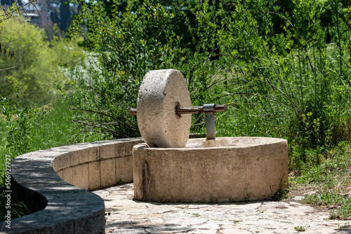 The millstone, olive oil press squeeze out olive oil