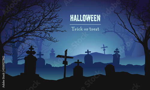 halloween background with cemetery