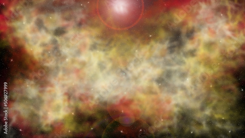 Abstract cosmic background - red nebula and stars.