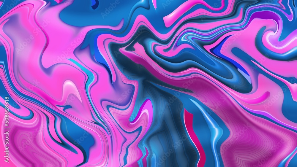 Blue pink liquid painting background. Highly detailed colorful vibrant abstract painting for use as backgrounds, textures and overlays