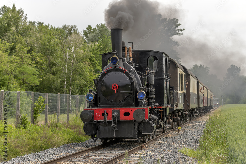 Steam locomotive of Rhine Tourist Railway in spring. Steam locomotive of Rhine Tourist Railway in spring.