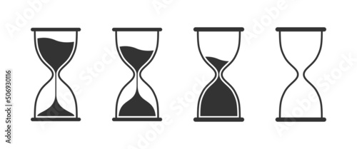 Sand watch icon set. Hourglass symbol. Flat vector illustration. photo