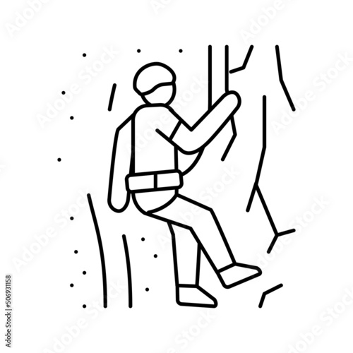canyoning extreme sport line icon vector illustration