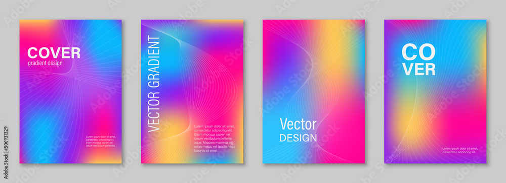 Abstract art, colorful fluid gradient wallpaper, liquid, blend, blurred, modern dynamic hologram design, background for business, presentation, ads, social media, prints, cover, banner, set