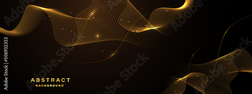 Abstract gold background with flowing lines. Dynamic waves. vector illustration. photo