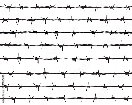 Black silhouettes barbed wire on a white background