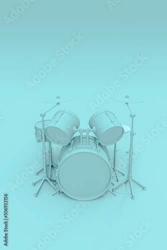 blue drum isolated on blue background