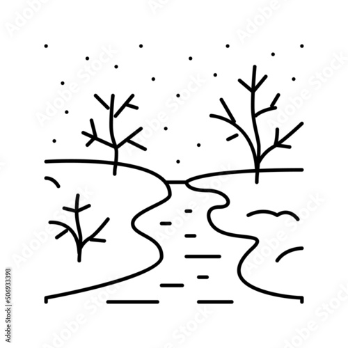 ice river line icon vector illustration