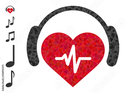Vector triangulated heart sound icon illustration designed with randomized filled triangles. Triangle heart sound polygonal symbol vector illustration.