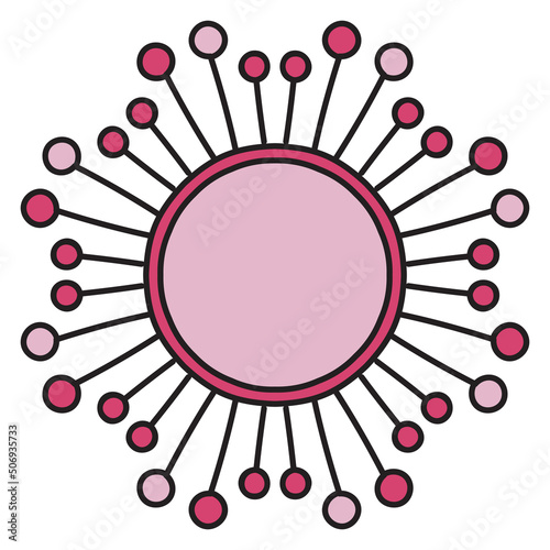 Cute Mandala Frame. Ornamental round doodle flower isolated on white background. Geometric decorative ornament in ethnic oriental style.