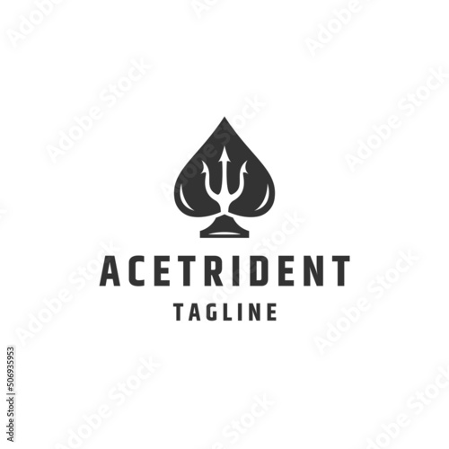 Ace trident of poker logo icon design template flat vector