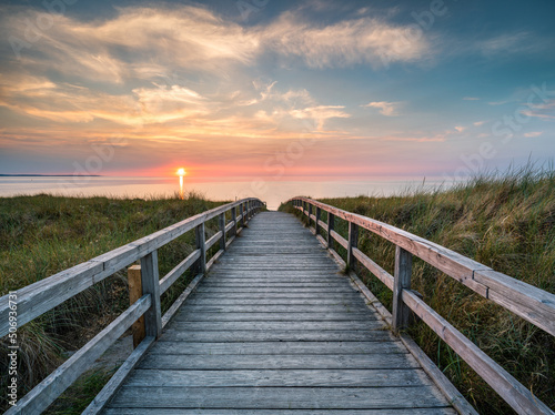 Beautiful sunset at the dune beach photo