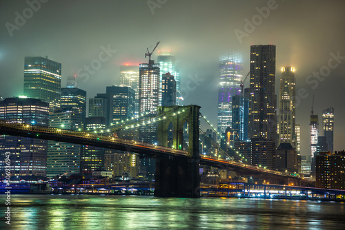 Brooklyn Bridge and Manhattan at night