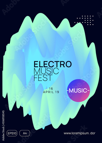 Trance Party. Bright Glitch For Set. Minimal Pattern For Cover Shape. Indie House Flyer. Techno And Show Vector. Purple And Turquoise Trance Party