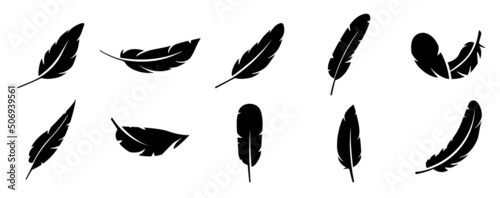 Fotografiet Feathers set icon vector illustration