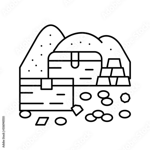 treasury chest line icon vector illustration