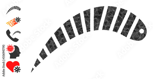 Vector low-poly worm icon illustration combined with random filled triangle items. Triangle worm polygonal icon vector illustration. Flat geometric lowpoly illustration based on worm icon.