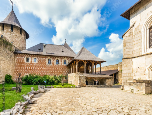 Khotyn fortress on the banks of the Dniester in Ukraine, courtyard inside the fortress. Travel, tourism concept photo