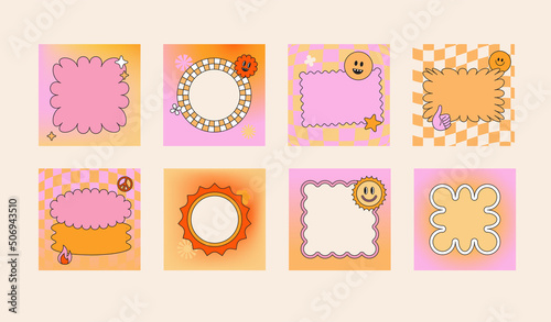 Vector set of design elements, patches and stickers with copy space for text - abstract background elements for branding, packaging, prints and social media posts