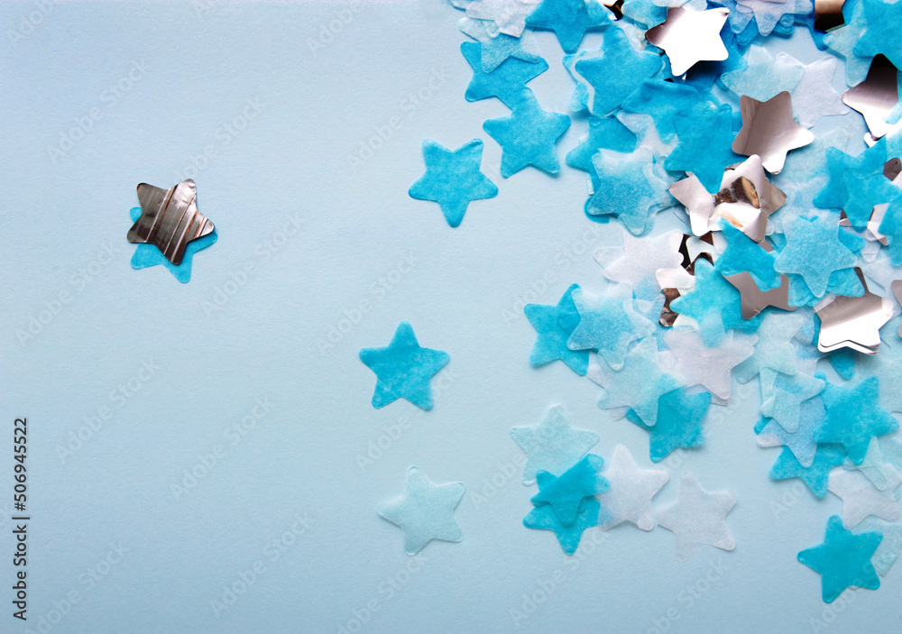 Blue background with confetti Stock Photo | Adobe Stock