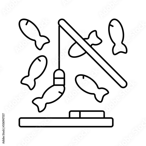 fishing magnetic game line icon vector illustration