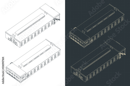 Factory building isometric drawings
