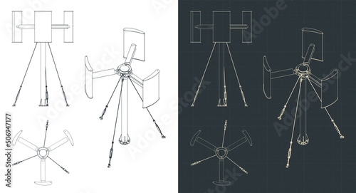 Vertical axis wind turbine power generator blueprints