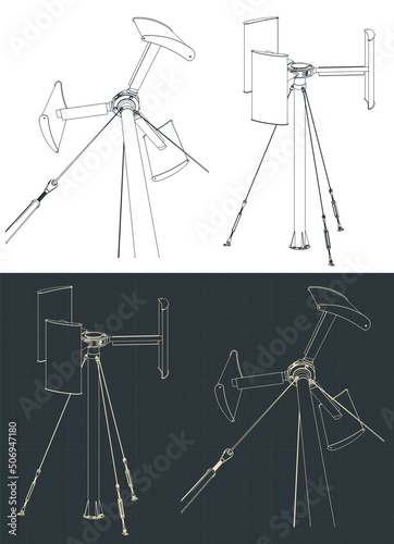 Vertical axis wind turbine power generator illustration