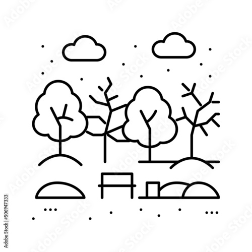 winter park line icon vector illustration