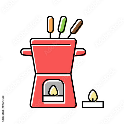 candlelight fondue pot color icon vector illustration