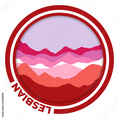 Lesbian flag with mountain pattern. Hills with pride colors