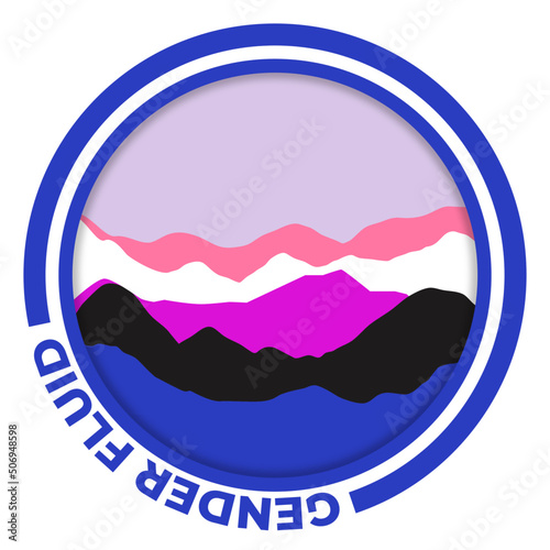 Gender Fluid flag with mountain pattern. Hills with pride colors