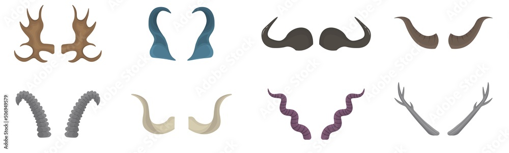 Set of horn animals or devil, demon, satan Set of horn animals or devil, demon, satan